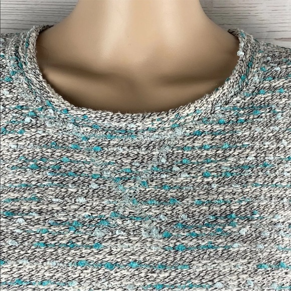 Westbound Petite Sweater Blue Marled Lace Ruffle - Picture 2 of 12